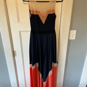BCBGMaxAzria Colorblock Maxi Dress in Navy and Coral